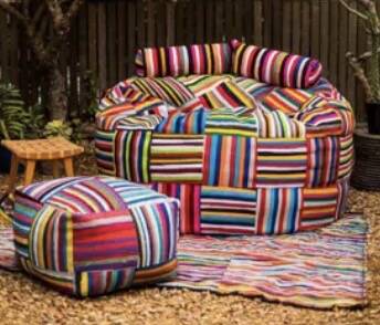 Multicolored jumbo boribori pouf