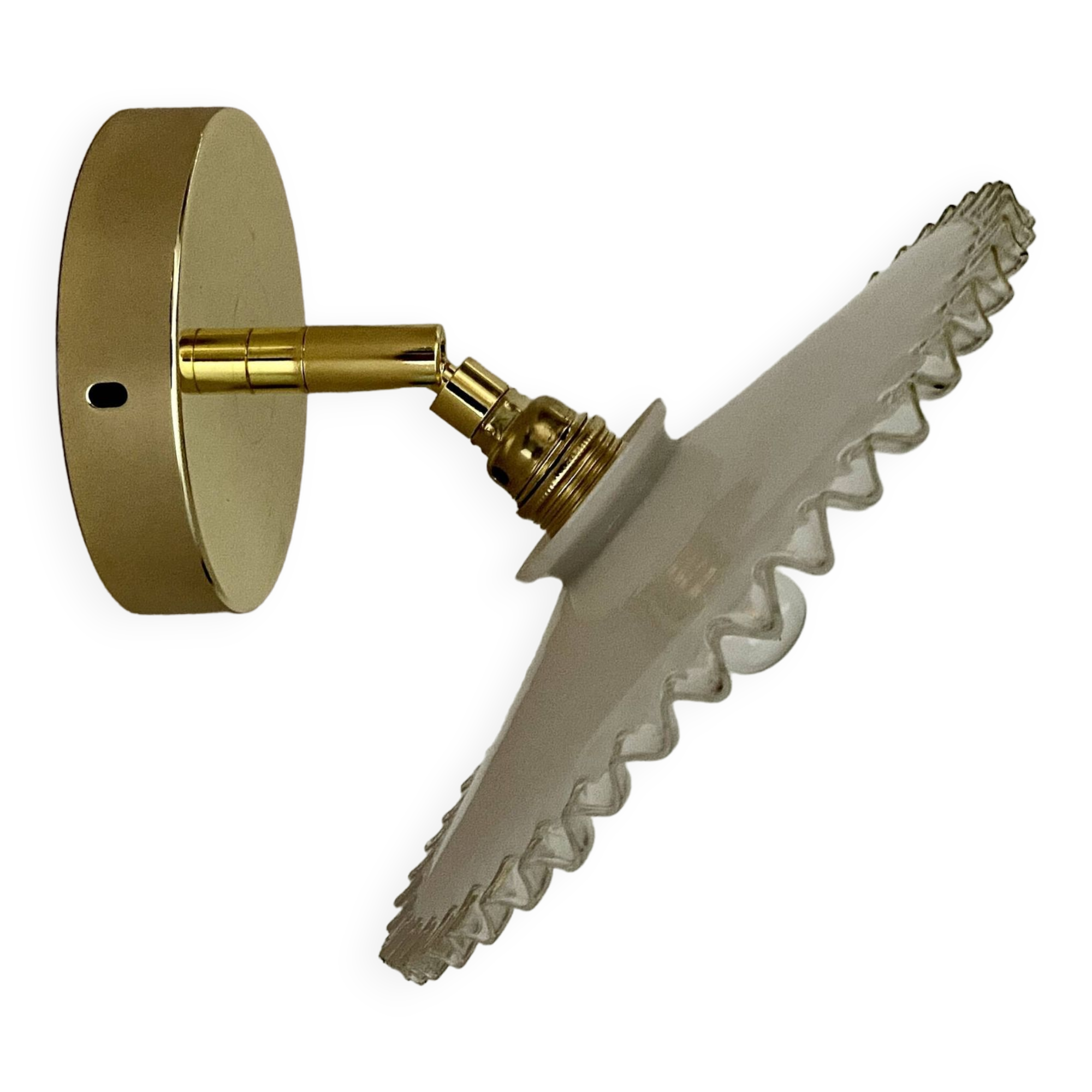 Vintage lampshade wall light in white opaline