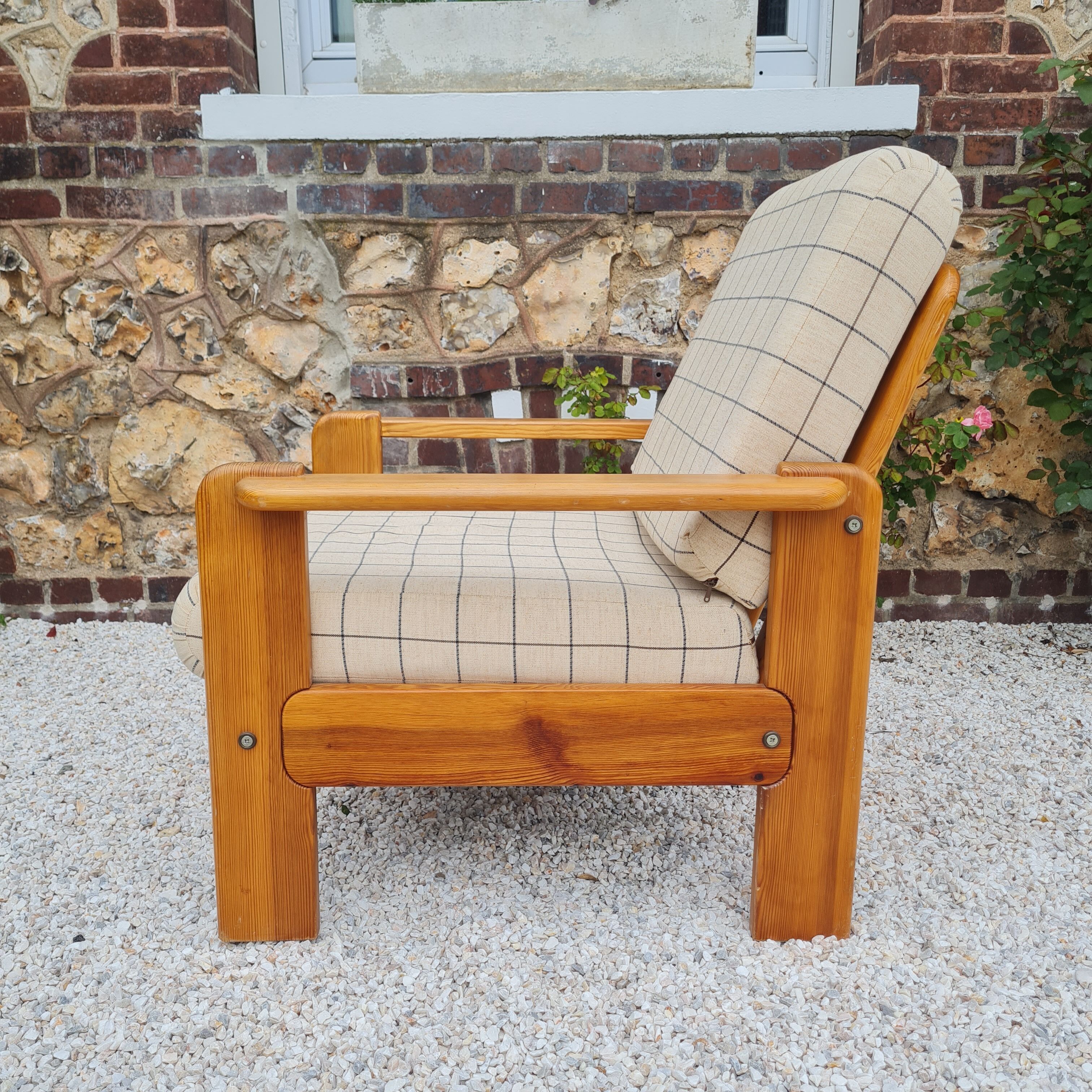 Fauteuil suédois en pin 1970