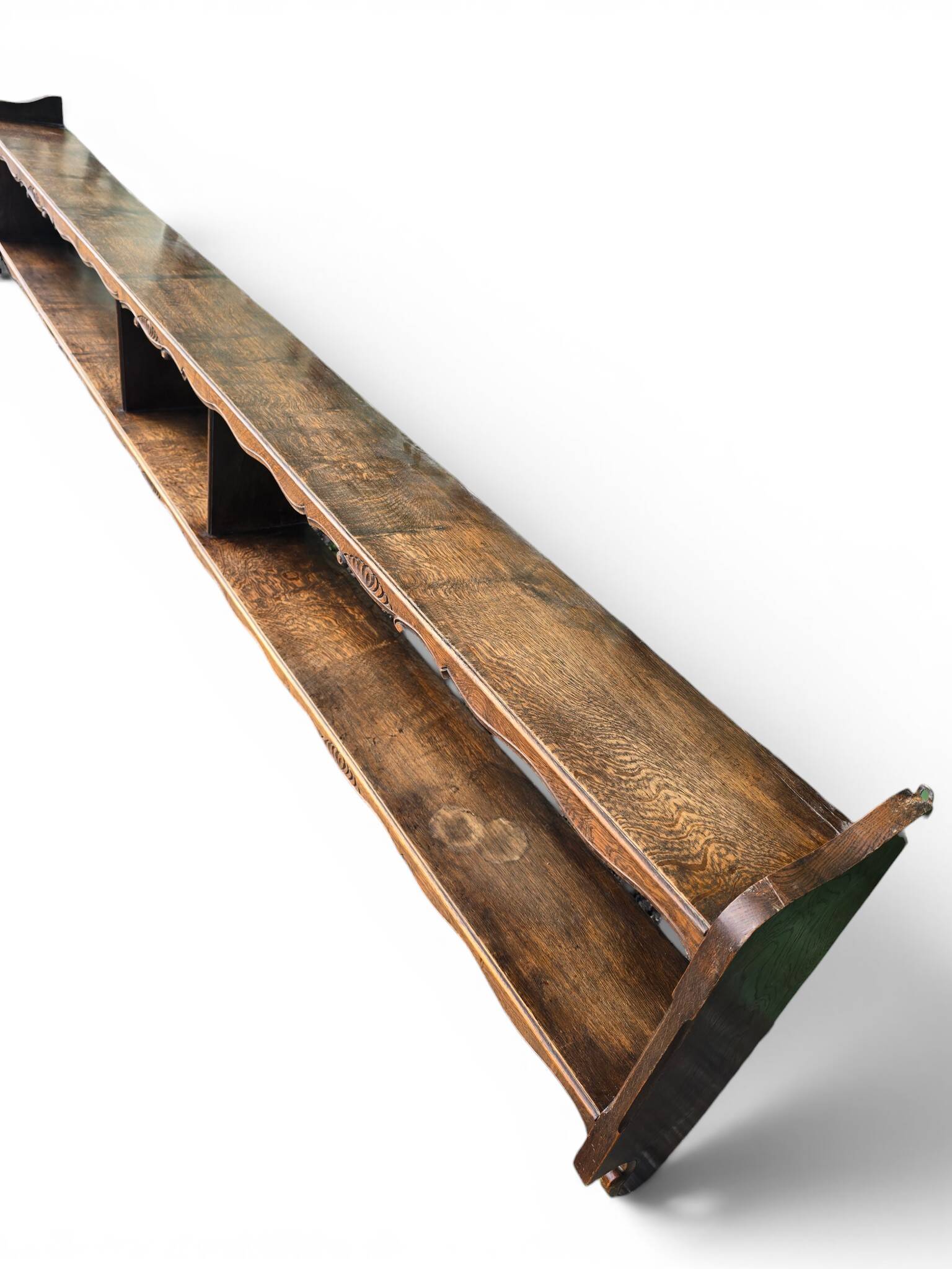 Large antique wall shelf in carved oak