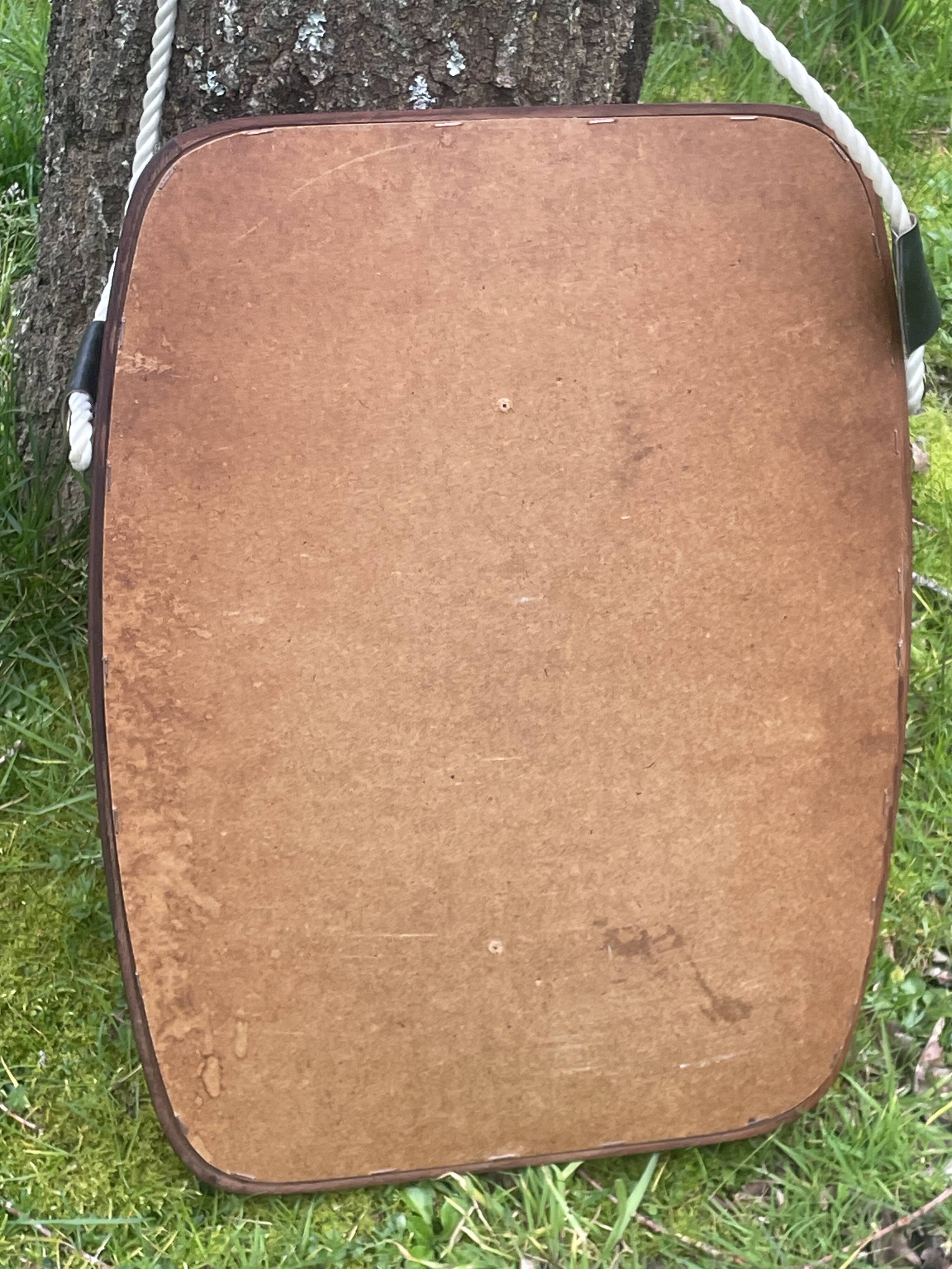 Old scandinavian teak mirror barrel shape vintage 50/60