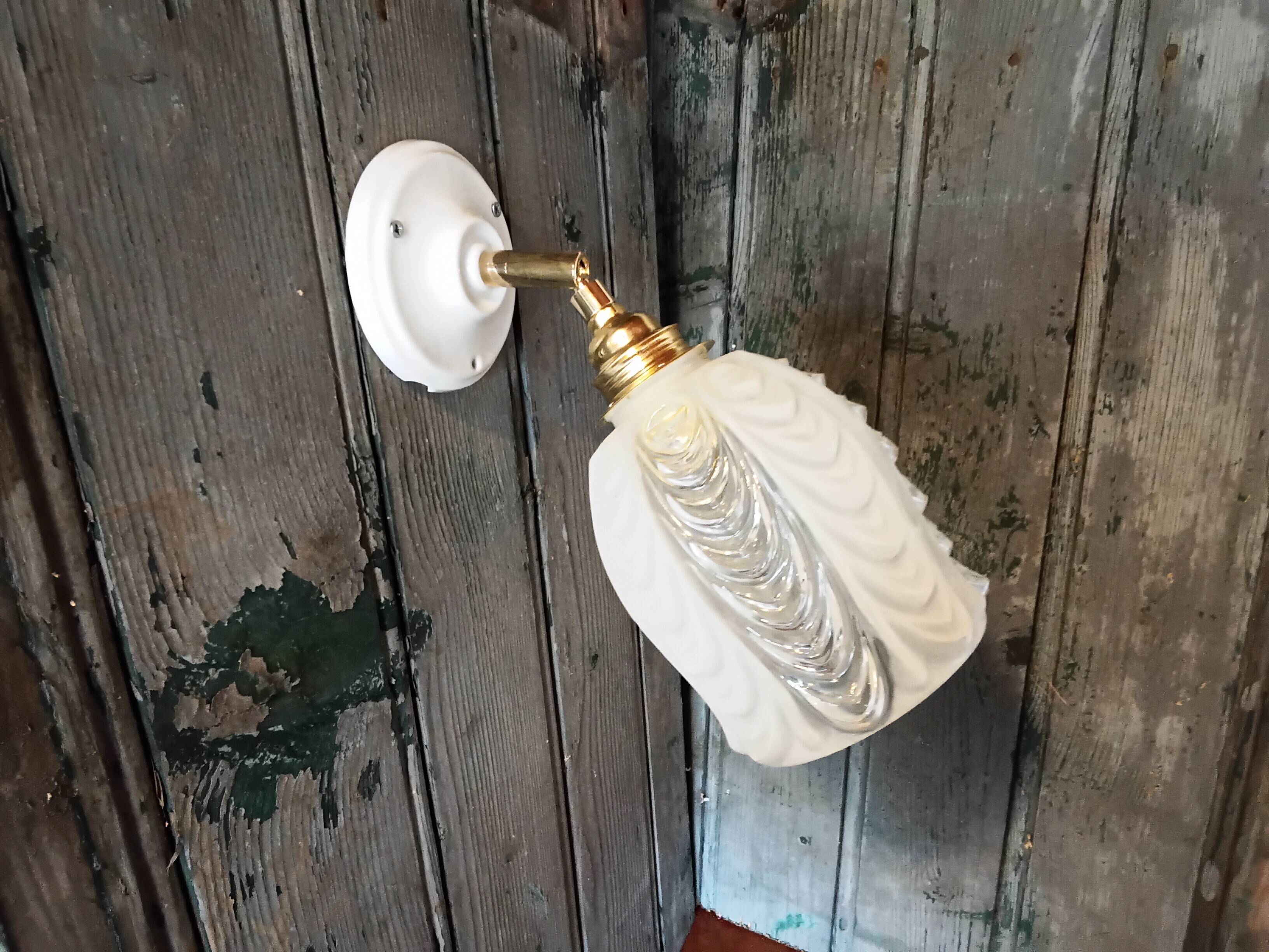Vintage molded glass wall light