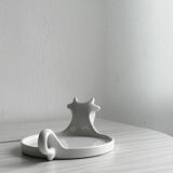 White porcelain cheese dish with handle and cow's head