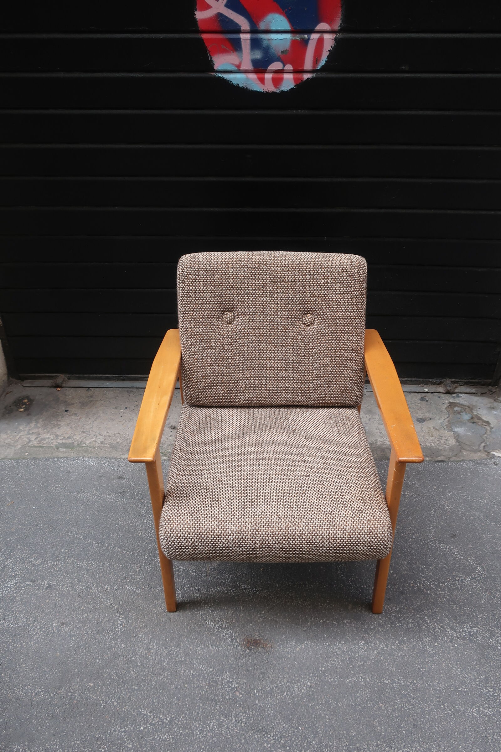 Armchair in wood and fabric 1960