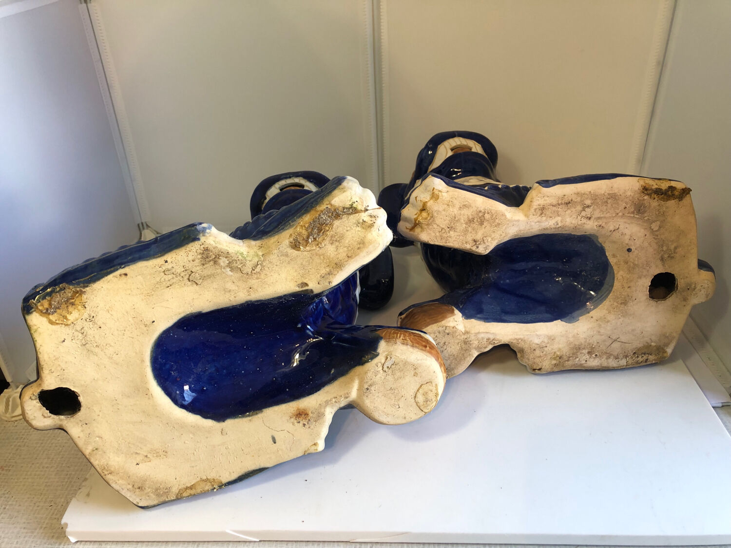 Vintage Chinese food dog ceramic Chinese blue and white dogs foo