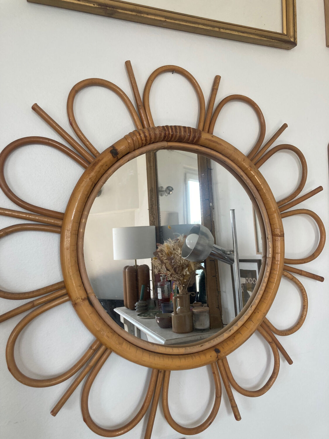 Rattan sun mirror