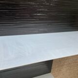 Pair of contemporary shelves in steel and stained wood