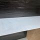 Pair of contemporary shelves in steel and stained wood