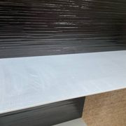 Pair of contemporary shelves in steel and stained wood