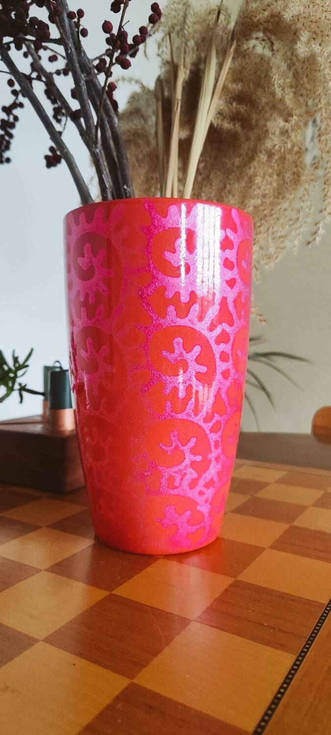 Fuchsia pink ceramic vase Scheurich made in Germany.