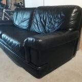 Natuzzi black leather sofa