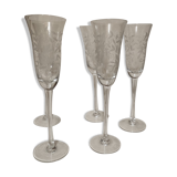 Flûtes à champagne en cristal gravé