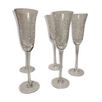 Engraved crystal champagne flutes