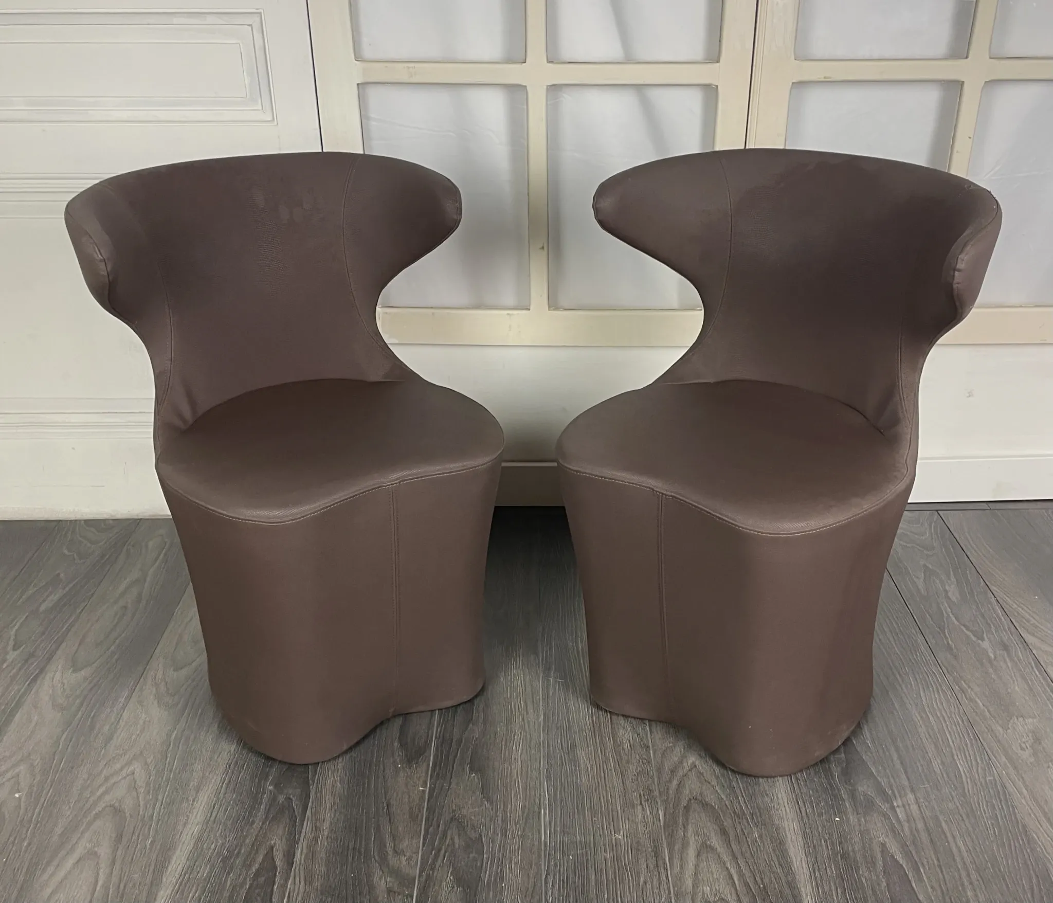 Pair of faux leather armchairs from the 1980s
