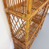 Bookcase vintage rattan shelf from the 60s