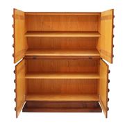 Brutalist Style Italian Dry Bar made of Oak Wood, Hand-carved Drinks Cabinet