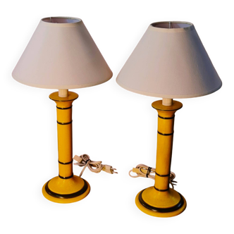 Pair of bedside lamps, signed Chaumette ceramic