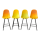 Lot de 4 tabourets de bar design sculptural – coques texturées bicolor