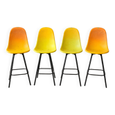 Set of 4 sculptural design bar stools – bicolour textured shells