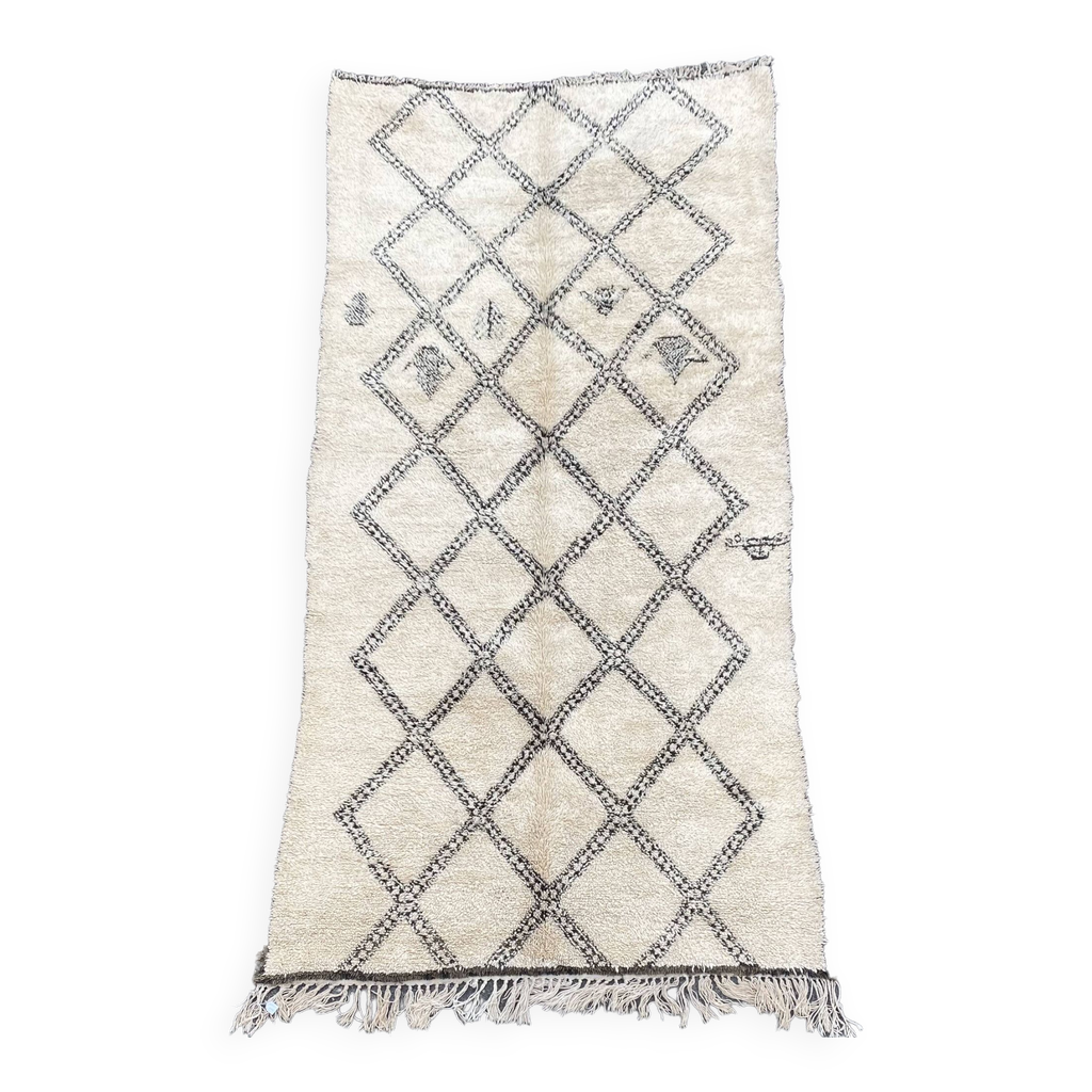 Grand tapis marocain noir et blanc vintage | Selency