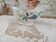 Saucière Salins France in speckled earthenware light blue foral decoration