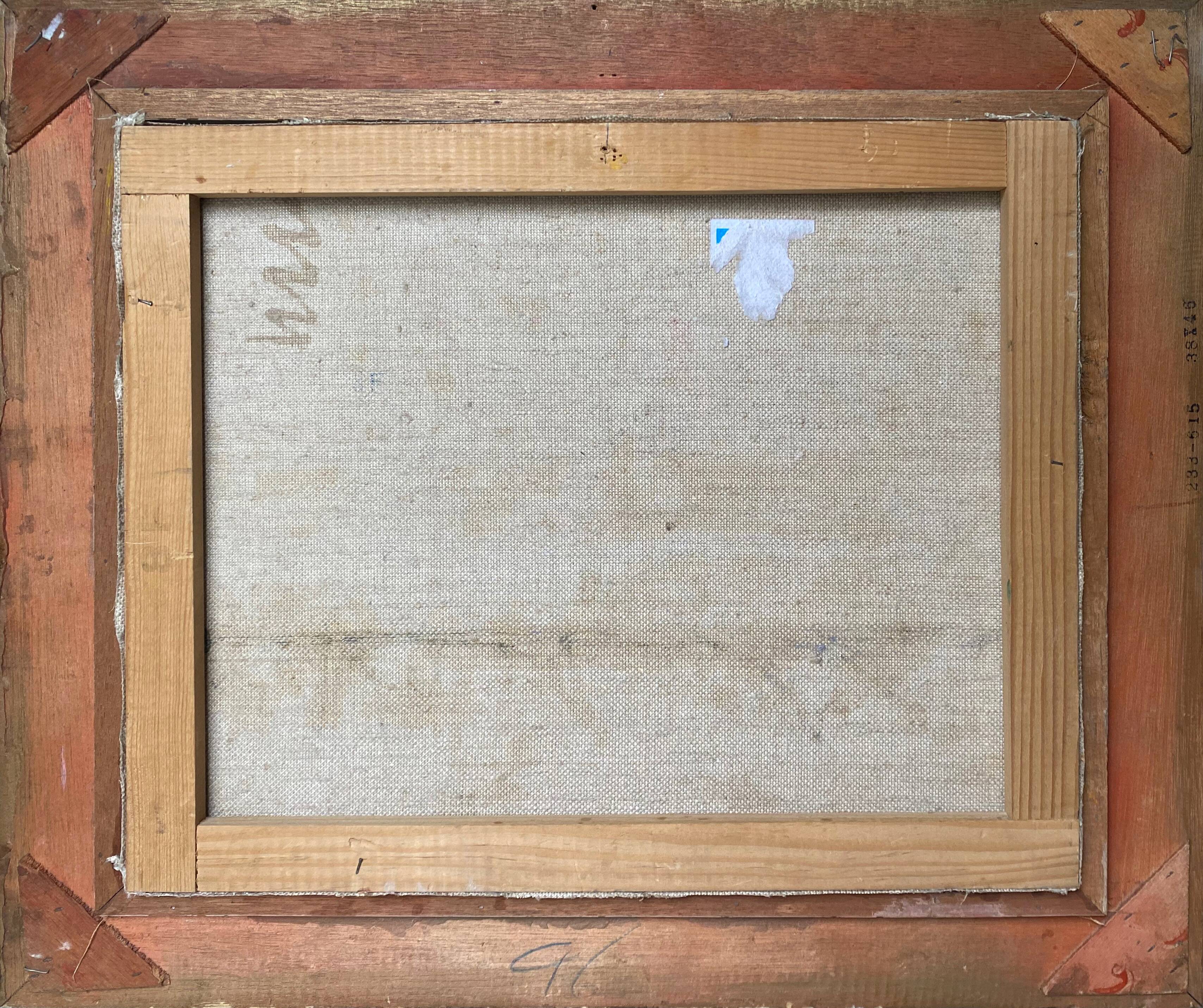 Table Russian school XX° "Animated winter landscape" Children playing signed + frame