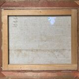 Table Russian school XX° "Animated winter landscape" Children playing signed + frame