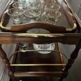 Wooden and brass rolling trolley