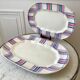 Duo of rectangular dishes HBCM model "Scottish" pink and blue 50s