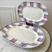 Duo of rectangular dishes HBCM model "Scottish" pink and blue 50s