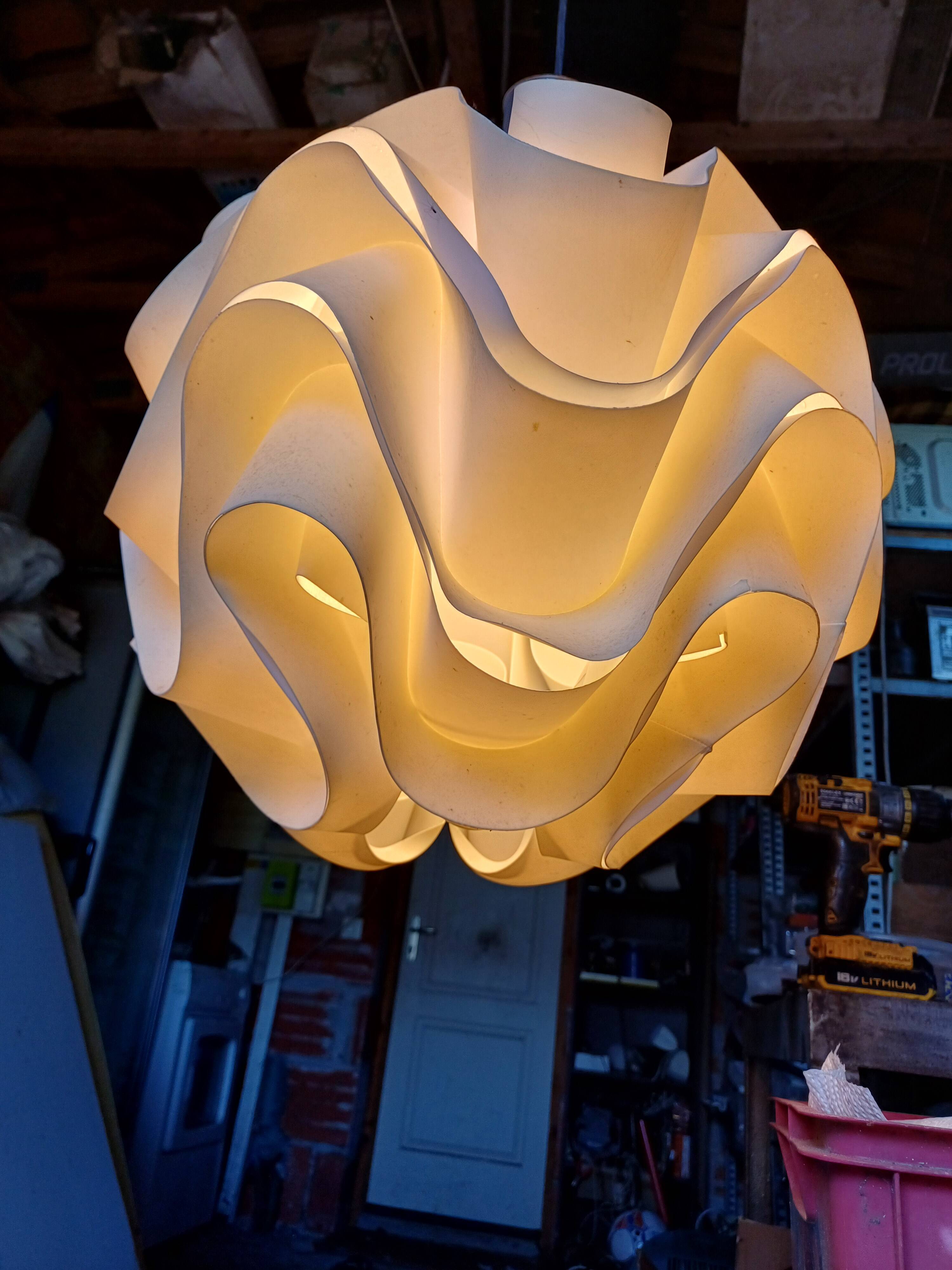 Vintage white plastic pendant lamp