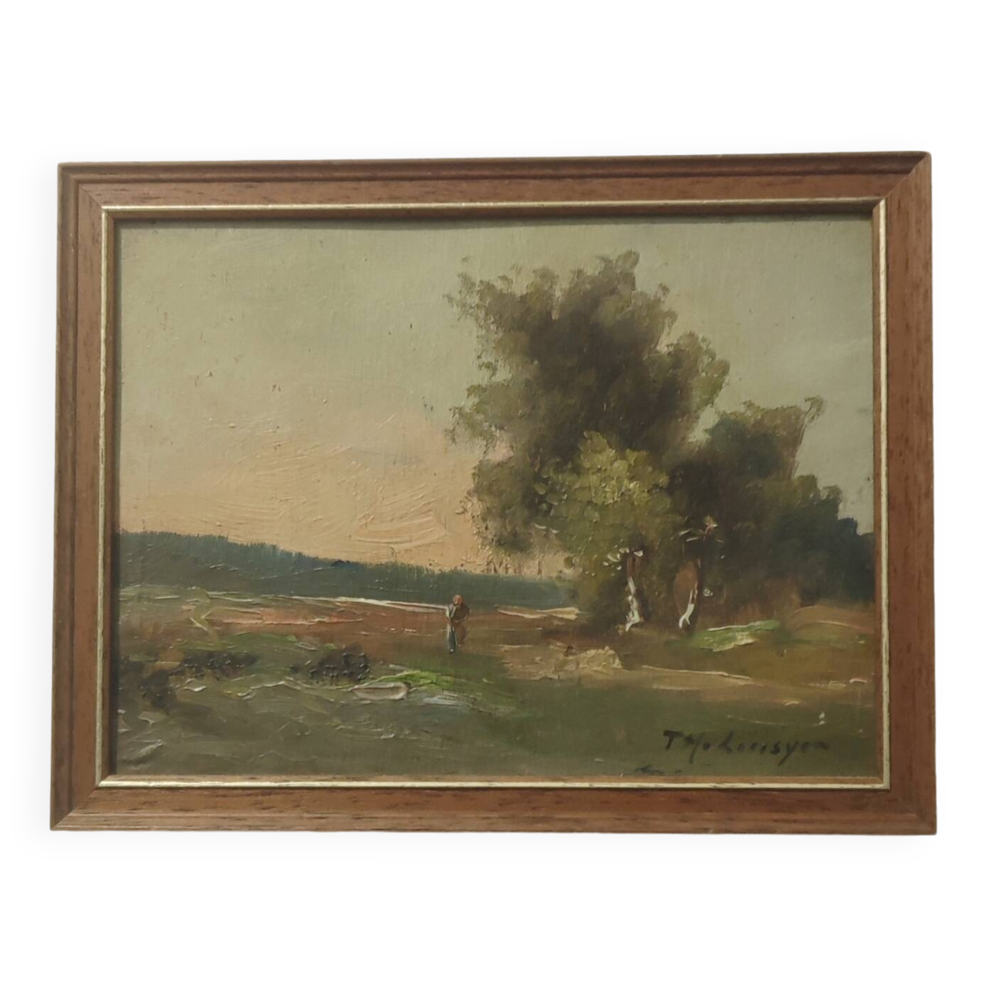 Oil on wood signed Th Linsyer