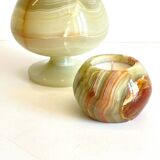 2 70s design onyx candle holders