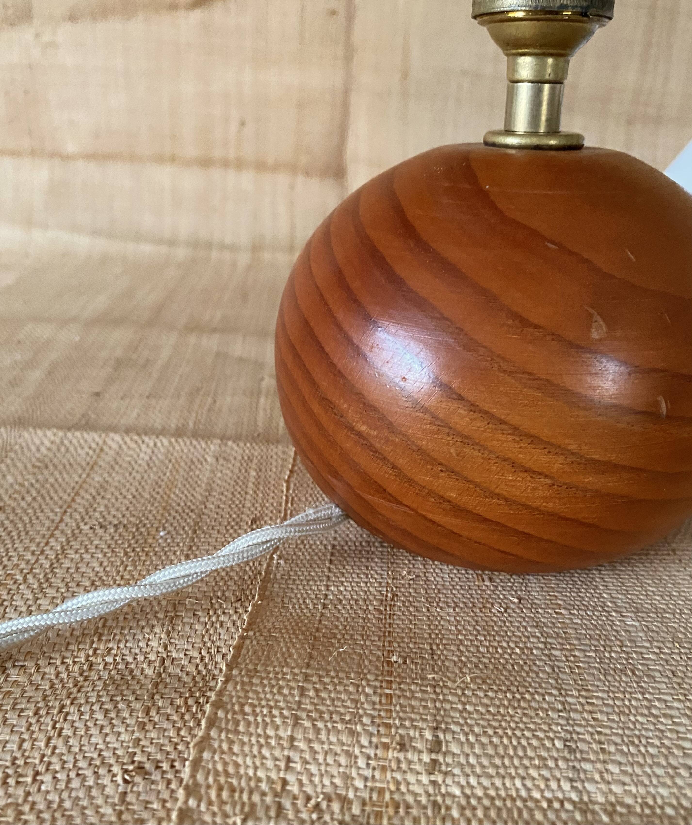 Lampe bois, câble tissus,  abat-jour coton