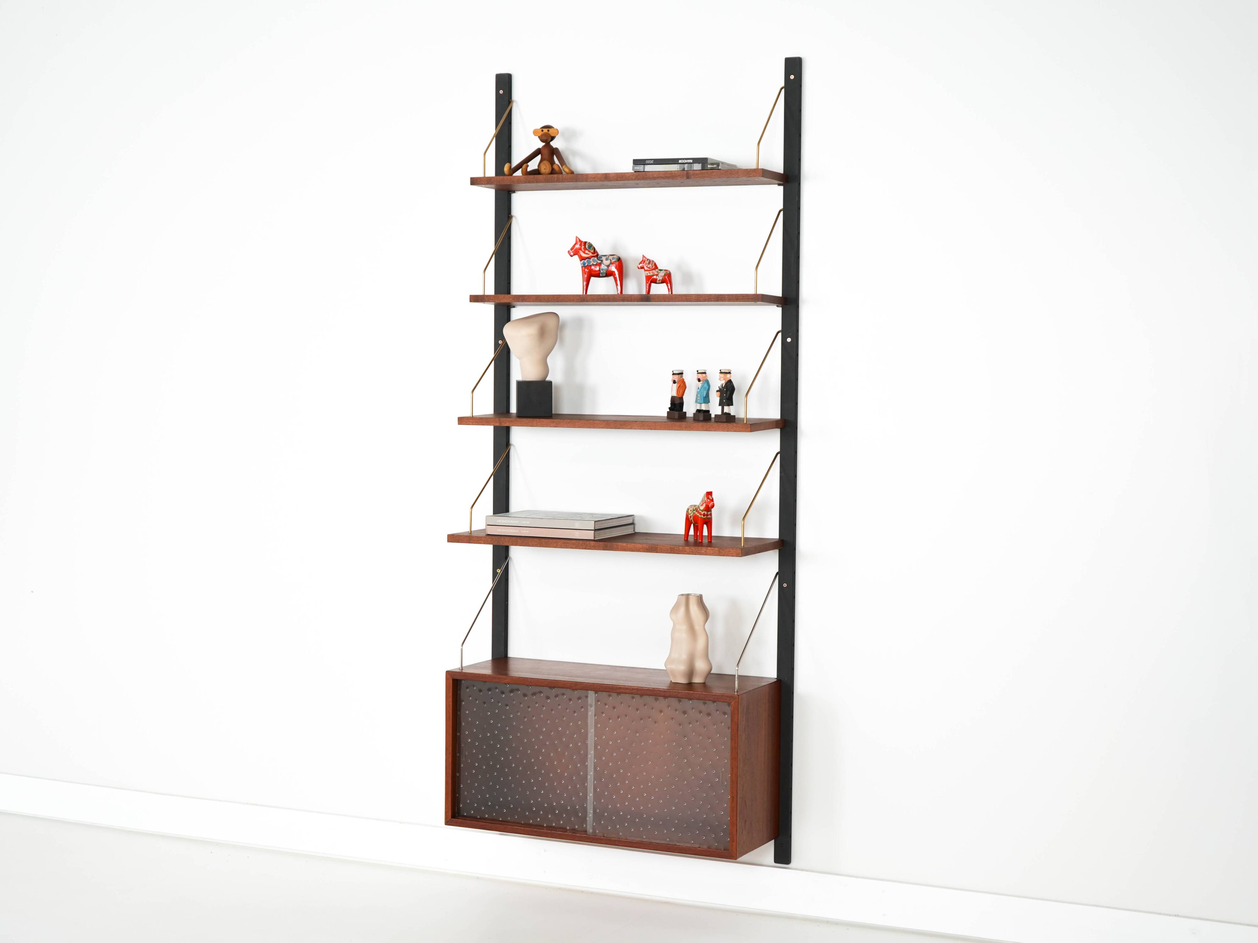 Teak wall unit, Danish design, 1960s, production: Denmark