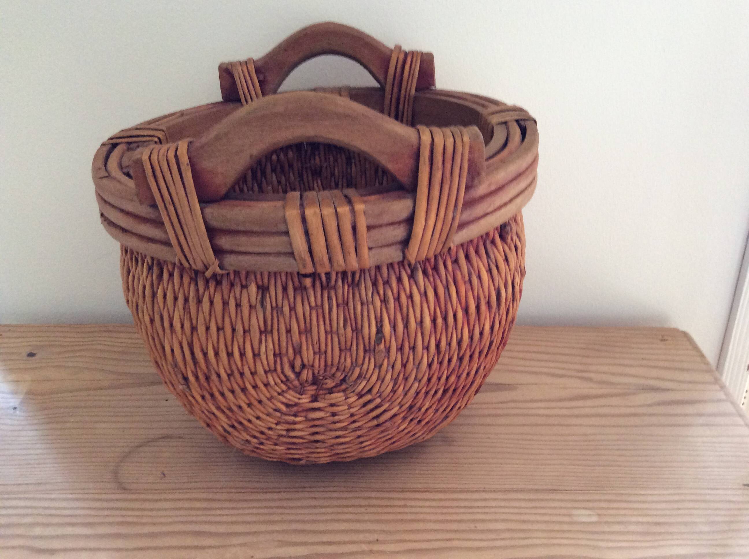 Wooden and wicker basket