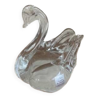 Crystal swan, mouth blown