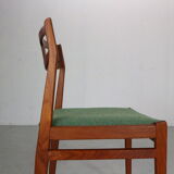 Ensemble moderne scandinave de 5 chaises de salle à manger en teck et vert