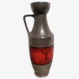 West Germany vase in gray and red glazed ceramic
