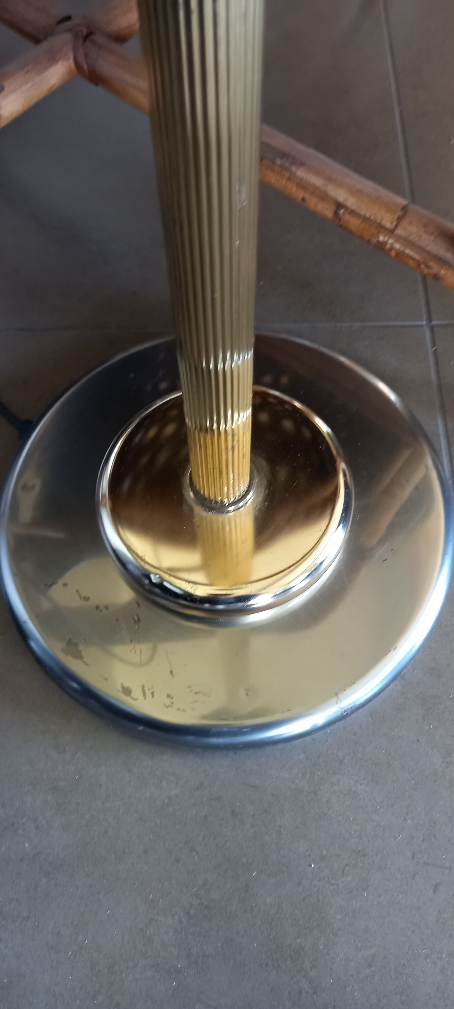 80s gold-plated brass halogen floor lamp