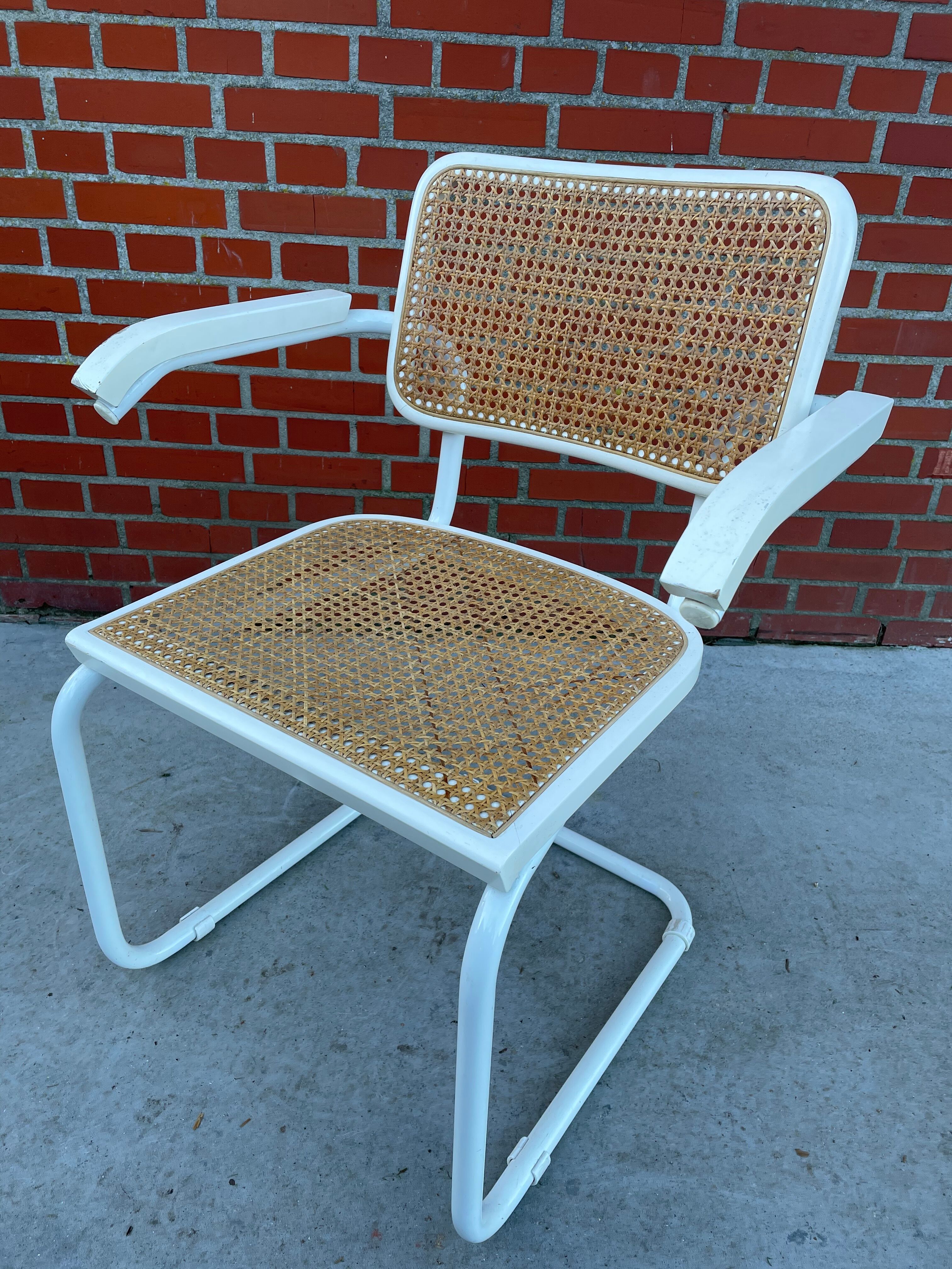 Cesca Chair model with armrest in white