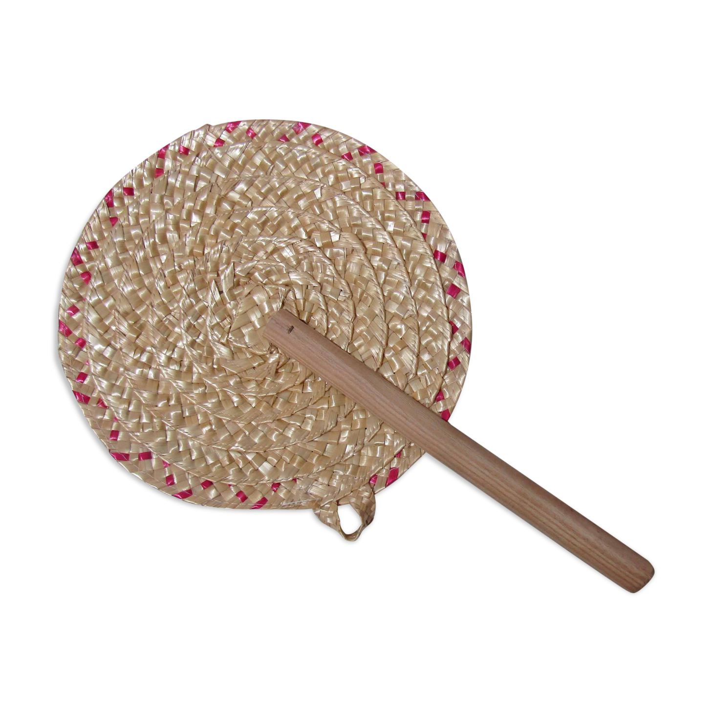 Vintage rattan round fan