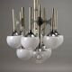 Vintage lacquered steel chandelier with glass spheres, Italy, 1960s-1970s.