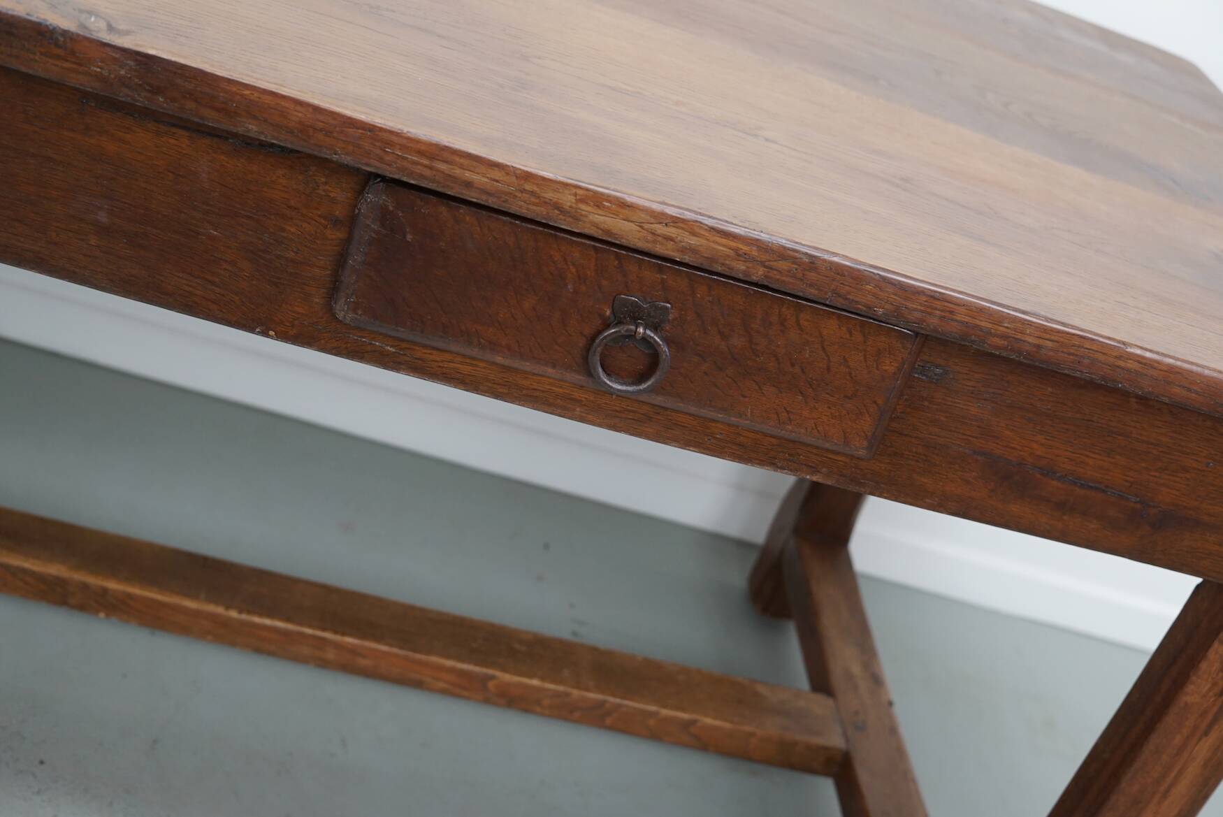 Rustic Dining Table in Oak and Elm from the Early 20th Century