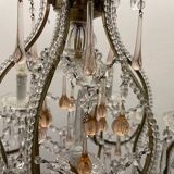 Large Crystal Beaded Pink Murano Glass Chandelier