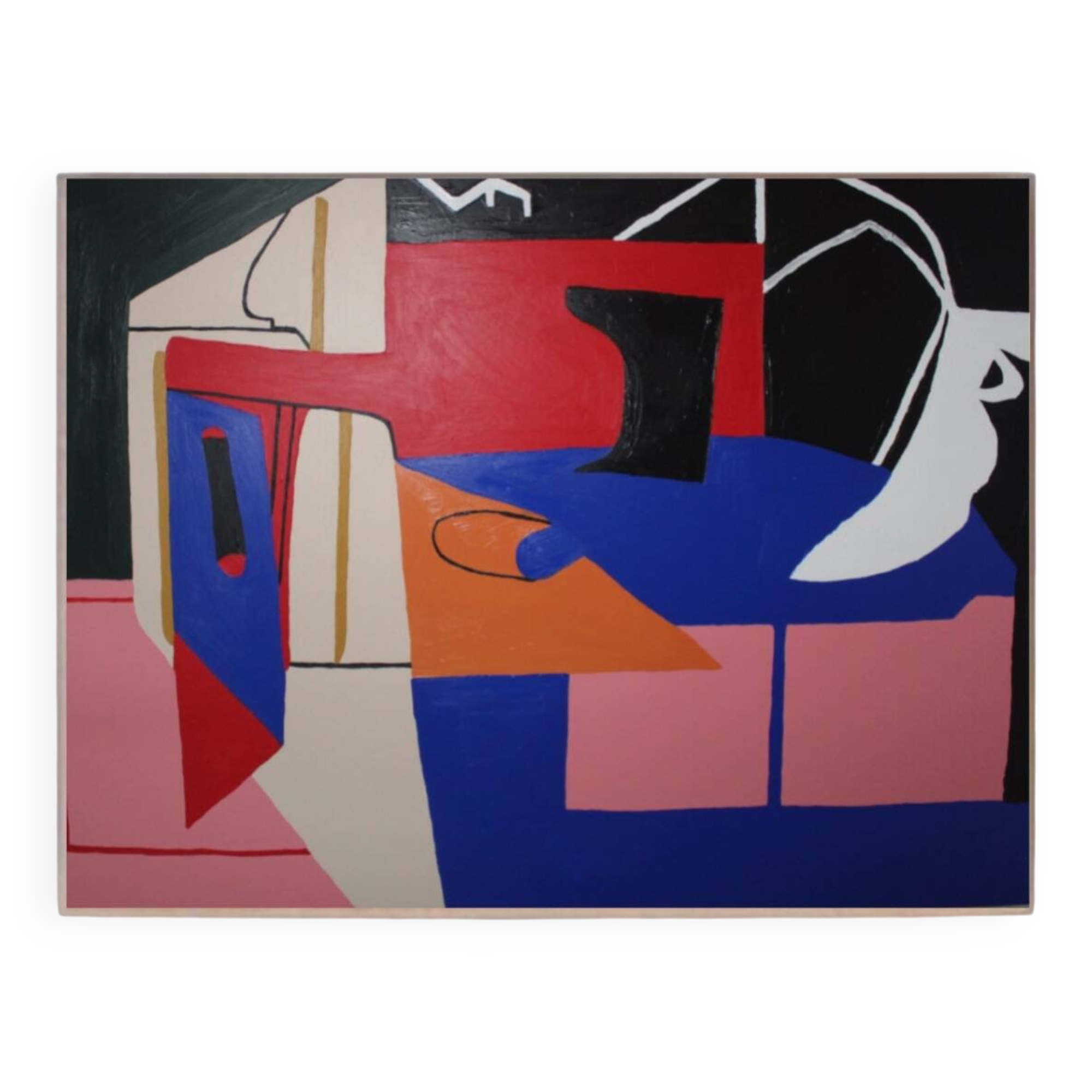 Peinture abstraite bleu cobalt géométrique par Bodasca