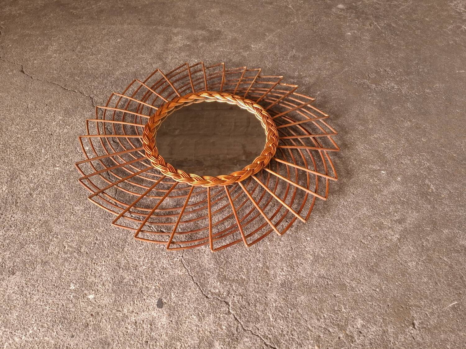 Vintage rattan mirror