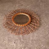 Miroir en rotin vintage