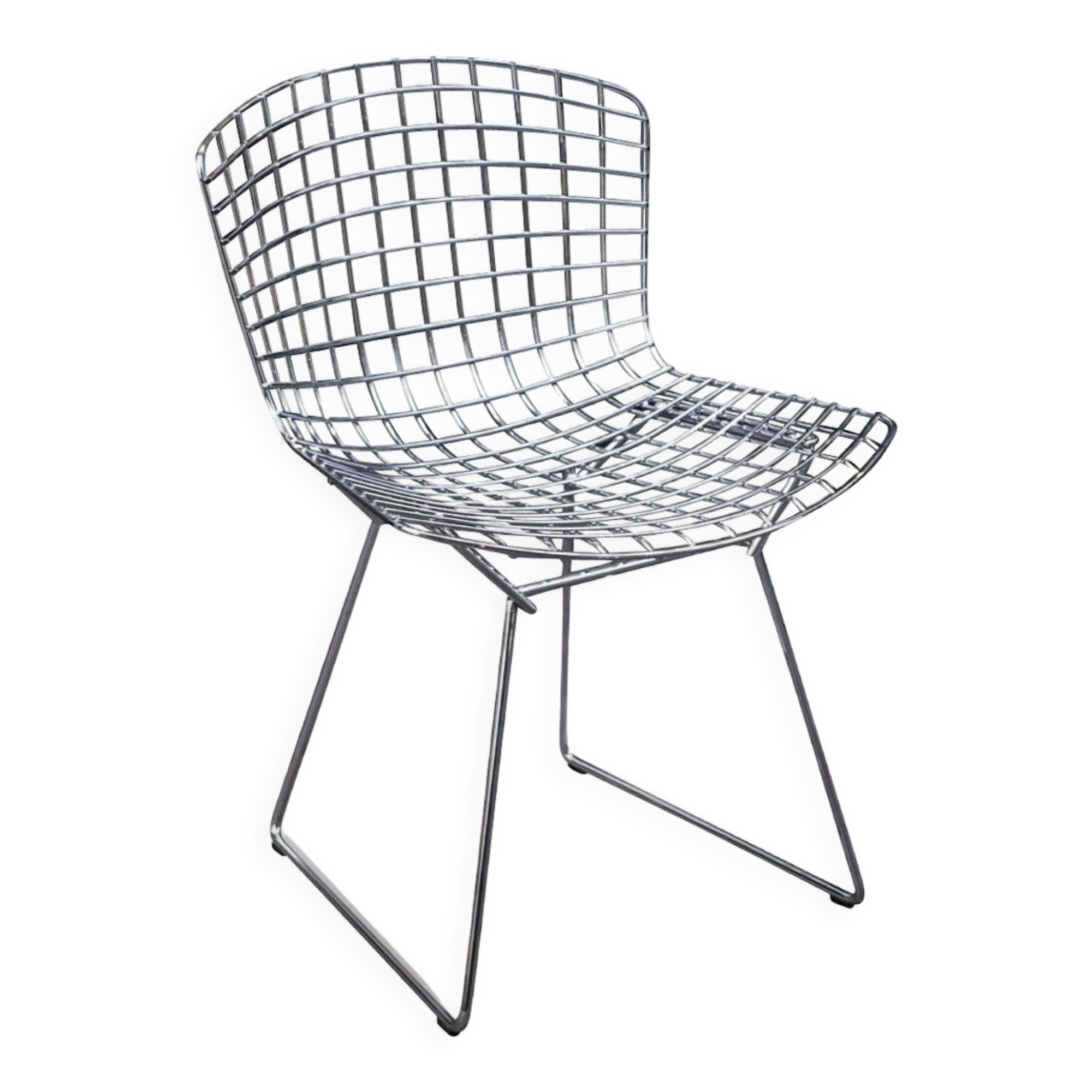Chaise Wire blanche avec galette d'origine de Harry Bertoia pour Knoll