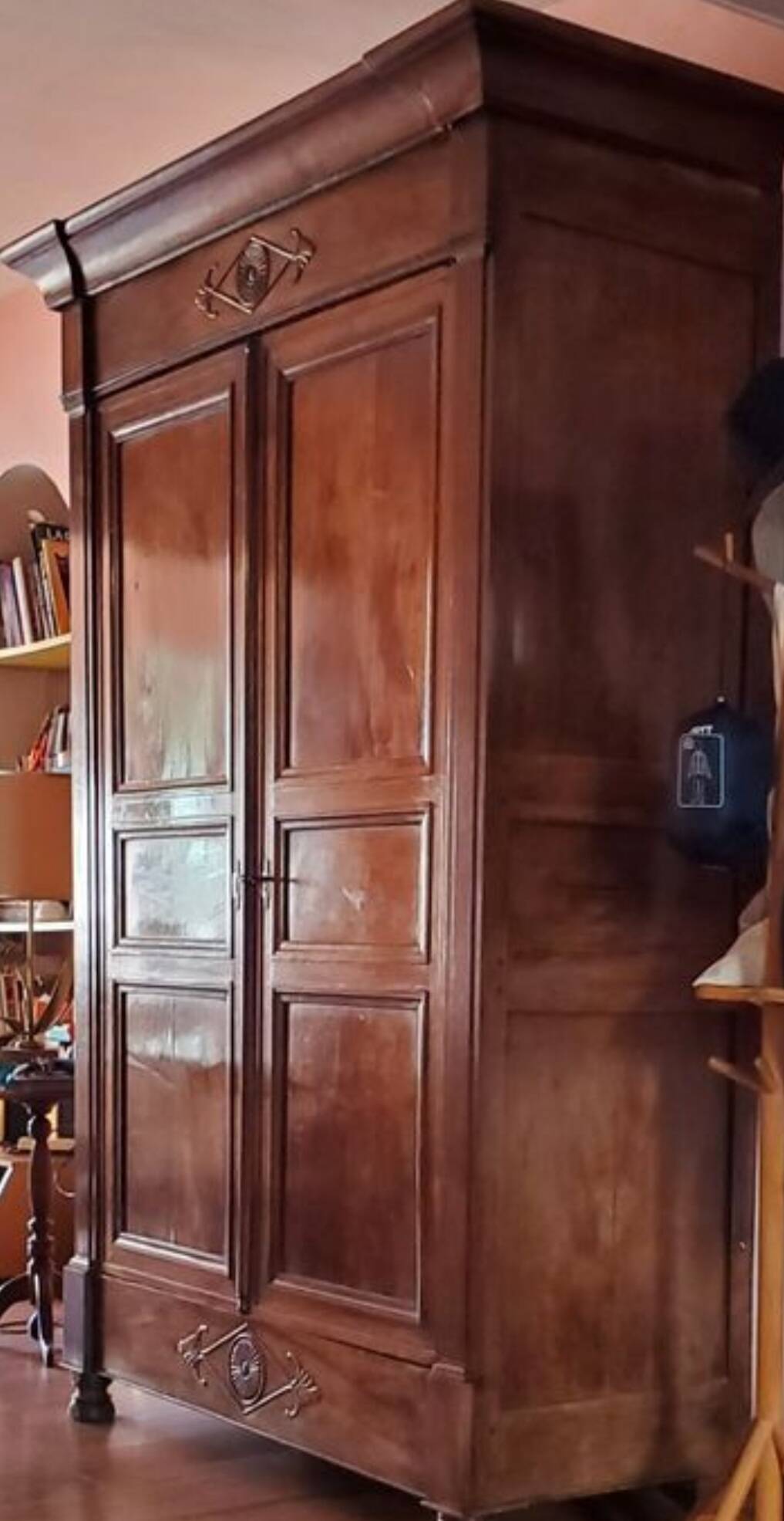 Directoire period wardrobe in solid walnut.